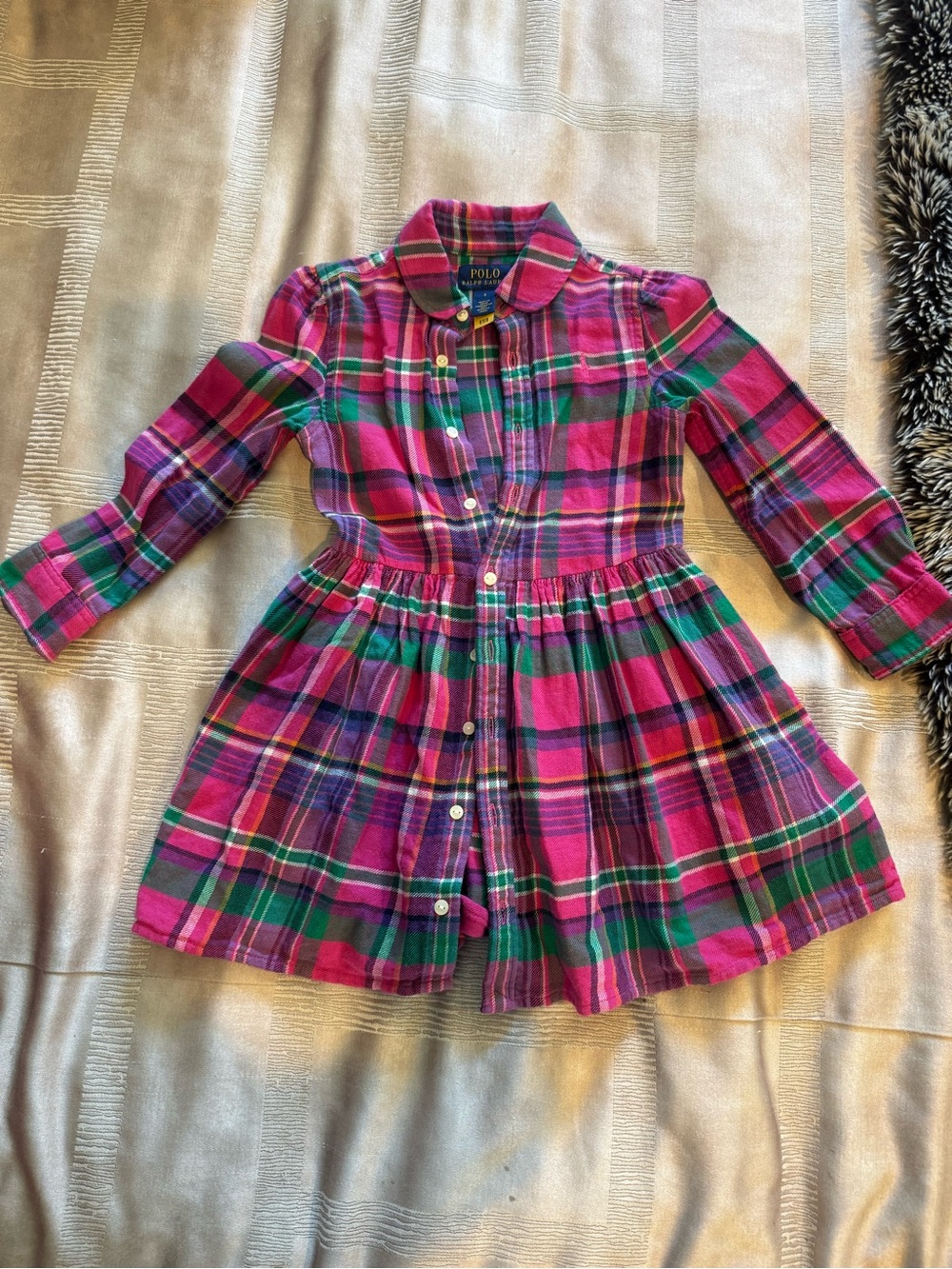 Toddler Girls Polo by Ralph Lauren Pink Plaid Button-Front Dress 3T